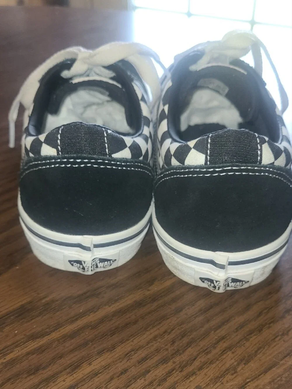 Vans Checkerboard Lace-Up Sneakers - Black & White Size Youth 6